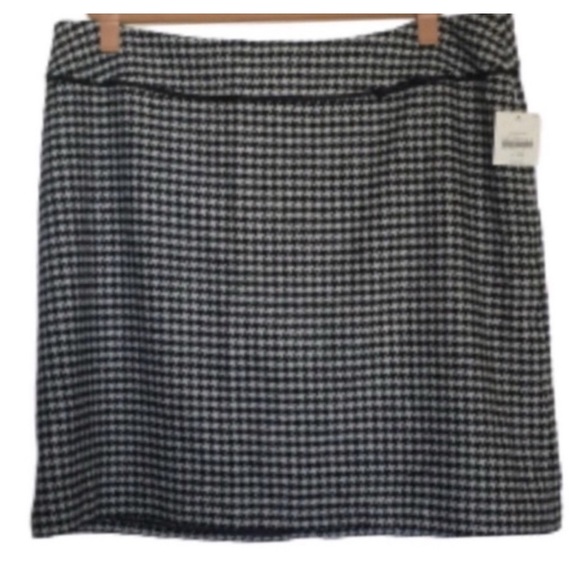 APOSTROPHE Wool-Blend Houndstooth Skirt Midi Lined Black Cream Plus Size 24W NWT - Picture 3 of 11